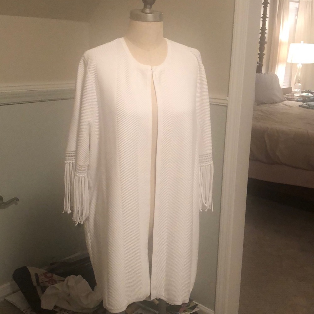 Fringe sleeve sweater